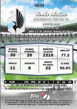 2017 Stadium Club MLS - Autographs Black & White #81 Kevin Molino Back