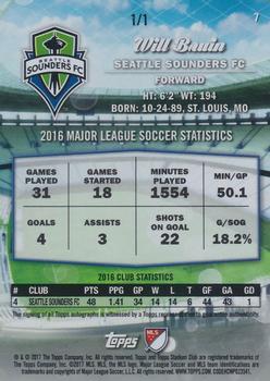 2017 Stadium Club MLS - Autographs First Day Issue #7 Will Bruin Back