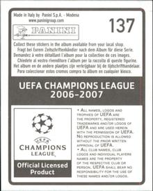2006-07 Panini UEFA Champions League Stickers #137 Adriano Back