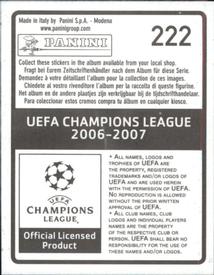 2006-07 Panini UEFA Champions League Stickers #222 Nuno Gomes Back