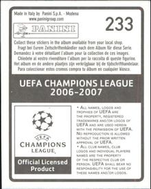 2006-07 Panini UEFA Champions League Stickers #233 Paulo Assuncao Back