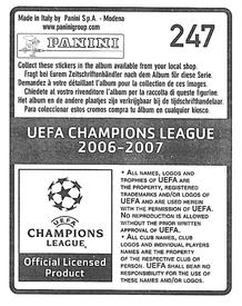 2006-07 Panini UEFA Champions League Stickers #247 Tonel Back