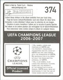 2006-07 Panini UEFA Champions League Stickers #374 Cristiano Zanetti Back
