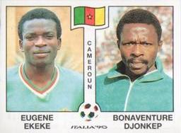 1990 Panini Italia '90 World Cup Stickers #180 Eugene Ekeke / Bonaventure Djonkep Front