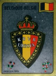 1990 Panini Italia '90 World Cup Stickers #325 Union Royale Belge des Societes de Football-Association emblem Front
