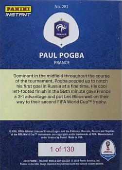 2018 Panini Instant FIFA World Cup #281 Paul Pogba Back