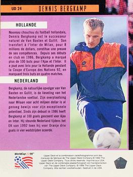 1994 Upper Deck World Cup Contenders French/Dutch - UD Set #UD24 Dennis Bergkamp Back