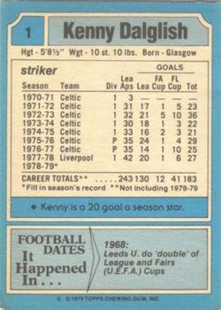 1979-80 Topps #1 Kenny Dalglish Back
