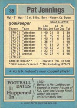 1979-80 Topps #35 Pat Jennings Back