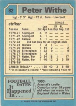 1979-80 Topps #82 Peter Withe Back