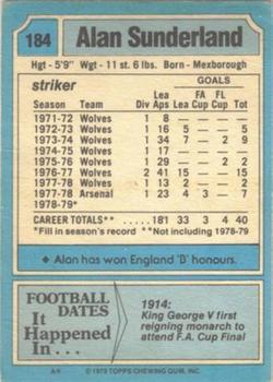 1979-80 Topps #184 Alan Sunderland Back