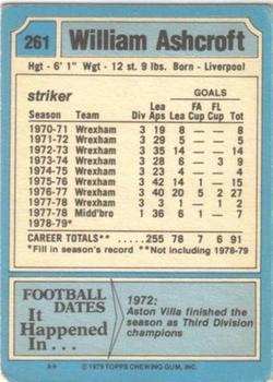 1979-80 Topps #261 William Ashcroft Back