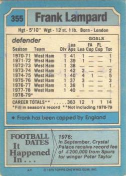 1979-80 Topps #355 Frank Lampard Back