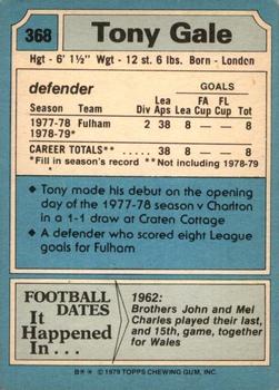 1979-80 Topps #368 Tony Gale Back