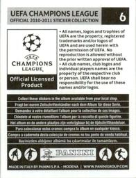2010-11 Panini UEFA Champions League Stickers #6 Julio Cesar Back