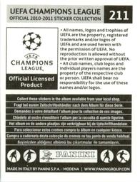 2010-11 Panini UEFA Champions League Stickers #211 Carles Puyol Back