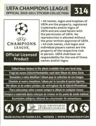 2010-11 Panini Champions League Stickers #314 David Abraham Back