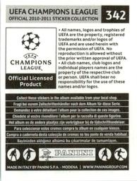 2010-11 Panini UEFA Champions League Stickers #342 Sasa Bjelanovic Back