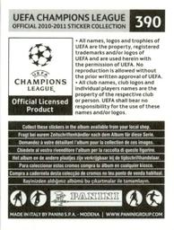 2010-11 Panini UEFA Champions League Stickers #390 Nikola Drincic Back