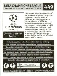 2010-11 Panini UEFA Champions League Stickers #449 Gregory van der Wiel Back