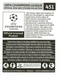 2010-11 Panini UEFA Champions League Stickers #451 Toby Alderweireld Back