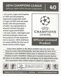 2009-10 Panini UEFA Champions League Stickers #40 Cedric Carrasso Back