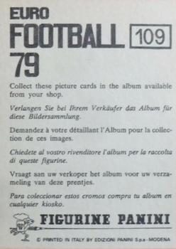 1978-79 Panini Euro Football 79 #109 Roberto Bettega Back