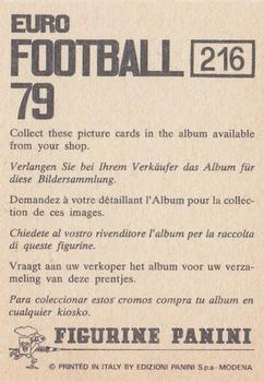 1978-79 Panini Euro Football 79 #216 Rob Rensenbrink Back