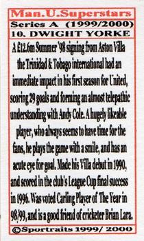 2000 Sportraits Manchester United Superstars #10 Dwight Yorke Back