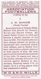 1997 Card Collectors 1935 Wills's Association Footballers (Reprint) #2 Jack Barker Back