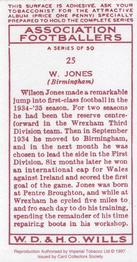 1997 Card Collectors 1935 Wills's Association Footballers (Reprint) #25 Wilson Jones Back