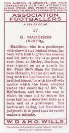 1997 Card Collectors 1935 Wills's Association Footballers (Reprint) #27 George Maddison Back