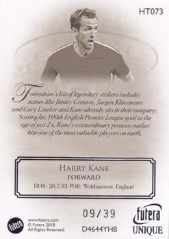 2018 Futera Unique Premium - Heritage Silver #HT073 Harry Kane Back