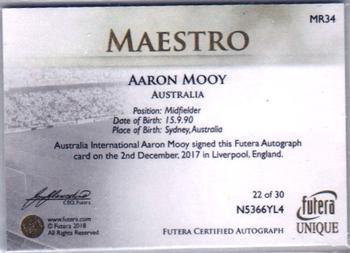 2018 Futera Unique Premium - Maestro Autographs #MR42 Aaron Mooy Back