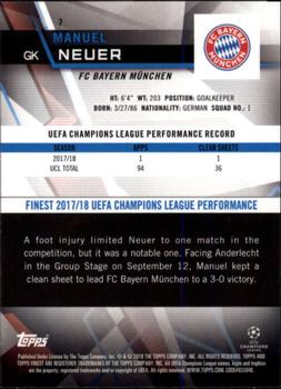 2018-19 Finest UEFA Champions League #7 Manuel Neuer Back