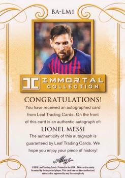 2018 Leaf Soccer Immortal Collection - Autographs Green #BA-LM1 Lionel Messi Back
