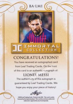 2018 Leaf Soccer Immortal Collection - Autographs Red #BA-LM1 Lionel Messi Back
