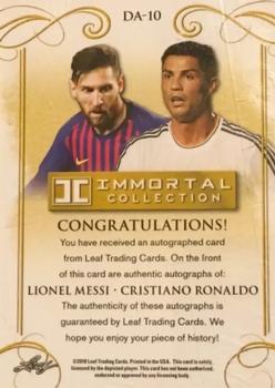 2018 Leaf Soccer Immortal Collection - Dual Autographs Green #DA-10 Lionel Messi / Cristiano Ronaldo Back