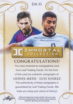 2018 Leaf Soccer Immortal Collection - Dual Autographs Gold #DA-11 Lionel Messi / Luis Suarez Back