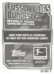 2014-15 Topps Fussball Bundesliga Stickers #165 Hakan Calhanoglu Back