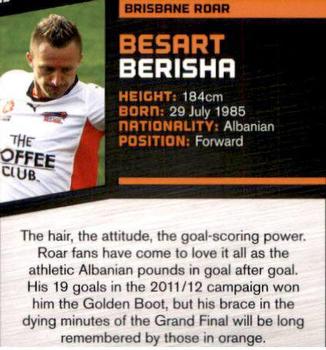 2013-14 SE Products A-League & Socceroos #13 Besart Berisha Back