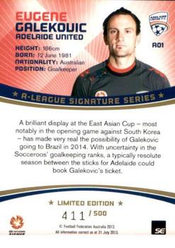 2013-14 SE Products A-League & Socceroos - A-League Signatures #A01 Eugene Galekovic Back