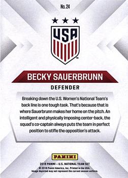 2018 Panini Instant US Soccer National Team Collection #24 Becky Sauerbrunn Back