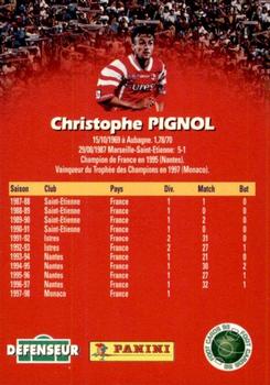1998-99 Panini Foot Cards 98 #100 Christophe Pignol Back