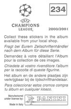 2000-01 Panini UEFA Champions League Stickers #234 Eric Rabesandratana Back