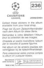 2000-01 Panini UEFA Champions League Stickers #236 Edouard Cisse Back