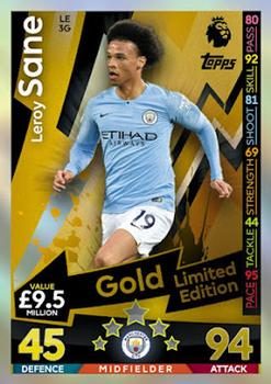 2018-19 Topps Match Attax Premier League - Gold Limited Edition #LE3G Leroy Sane Front