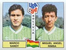 1994 Panini World Cup (International, Black Backs) #227 Marco Sandy / Miguel Rimba Front