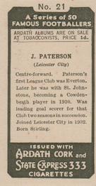 1934 Ardath Famous Footballers #21 John Paterson Back