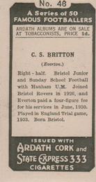1934 Ardath Famous Footballers #46 Cliff Britton Back